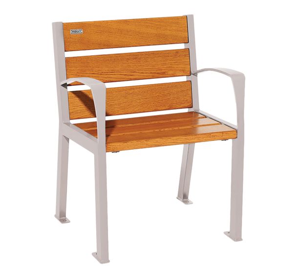 Fauteuil Silaos 6 lames structure acier assise/dossier bois - Procity