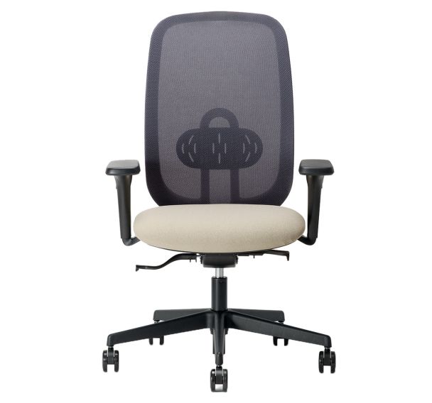 Fauteuil bureau Clipper doss.résille noir acc.4D translation assise