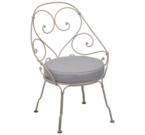 Fauteuil cabriolet 1900 coussin gris flanelle - Fermob