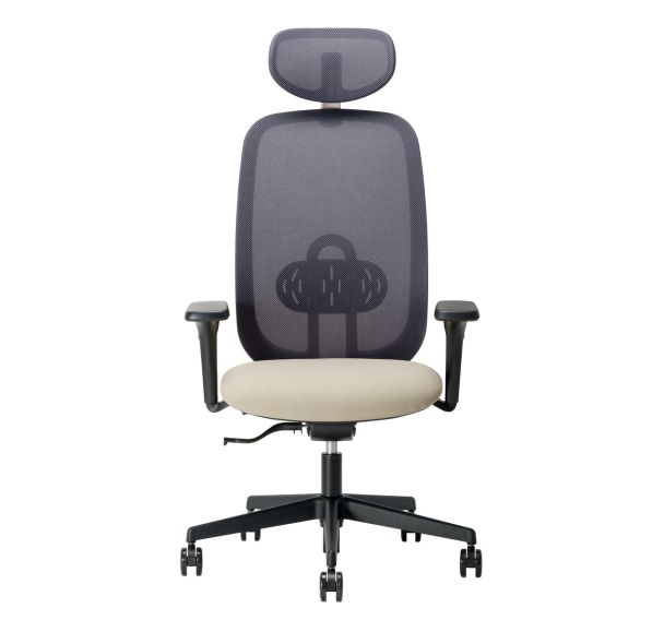 Fauteuil de bureau Clipper dos.résille ass.tissu acc.4D+têtière