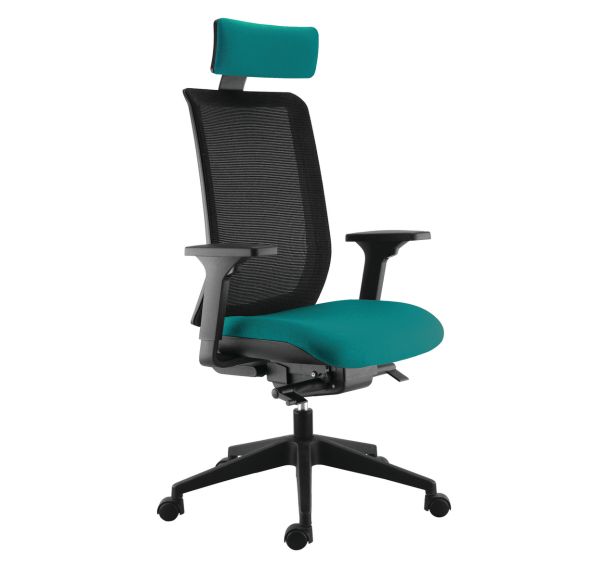 Fauteuil bureau Max dossier résille noire + têtière - Sokoa