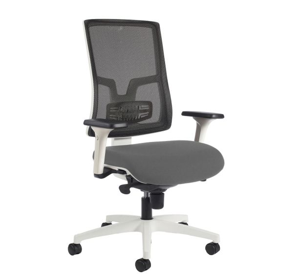 Fauteuil bureau Oria pied blanc dossier résille accoudoirs - GGI