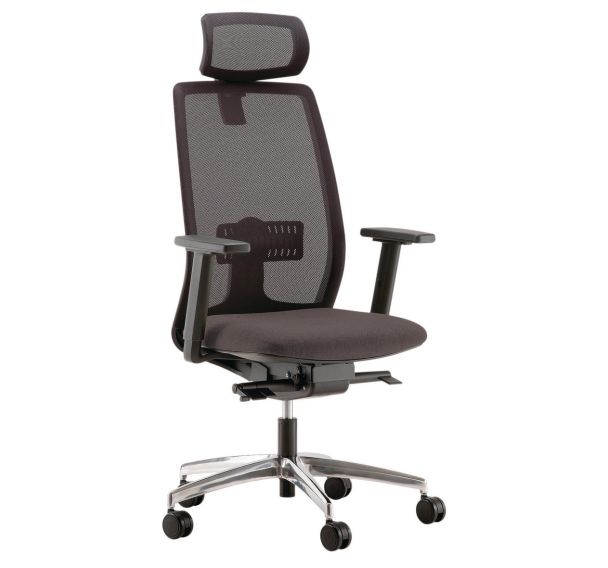 Fauteuil tissu têtière pied alu Oregon accoudoirs 3D - Quadrifoglio