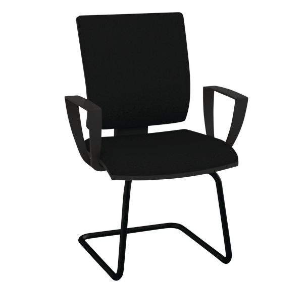 Fauteuil visiteur OPTIMA pied luge verni noir accoudoir - Quadrifoglio