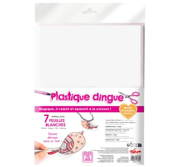 Feuille 20 x 26 cm, plastique dingue blanc effet opaque (Pochette de 7)