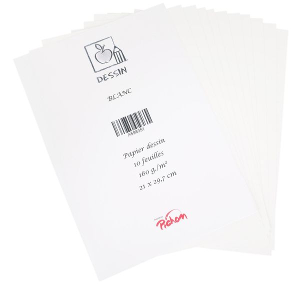 Feuille de dessin 160 g blanc 21 x 29,7 (Pochette de 10)