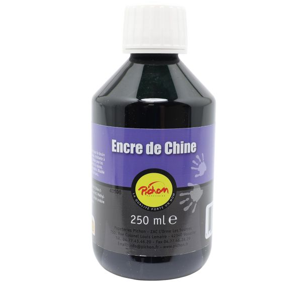 Flacon 250 ml encre de chine noire pichon