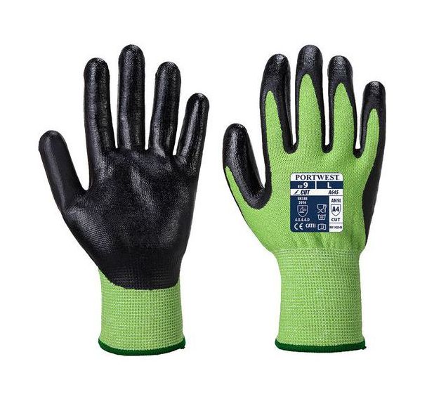Gant anti-coupure GreenCut niveau D mousse nitrile A645 - Portwest