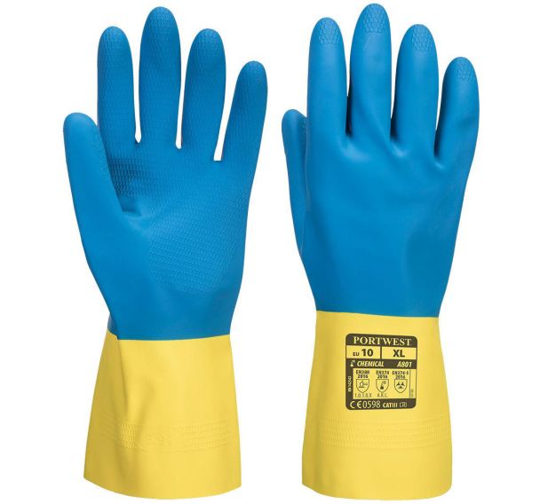 Gant de protection chimique latex double enduction A801 - Portwest