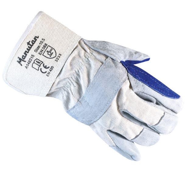 Gants de manutention cuir T10.5 Beige/Bleu