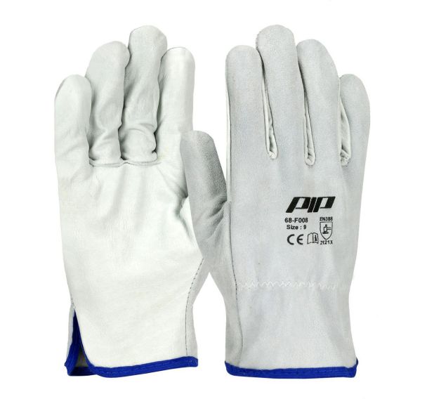 Gants en cuir fleur de vachette dos en croûte - blanc - g-tek