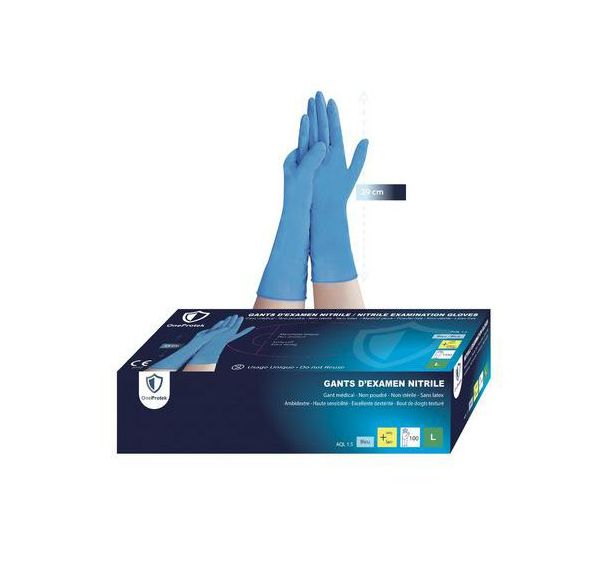 Gants jetable en nitrile avec longue manchette - OneProtek