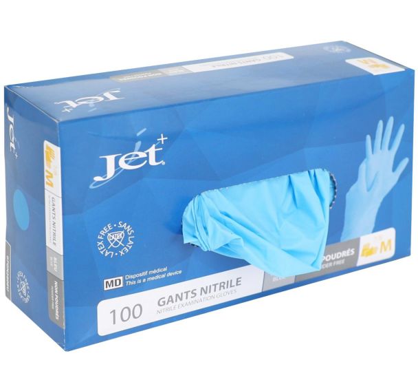 Gants jetables nitrile bleu non poudré - Boîte de 100
