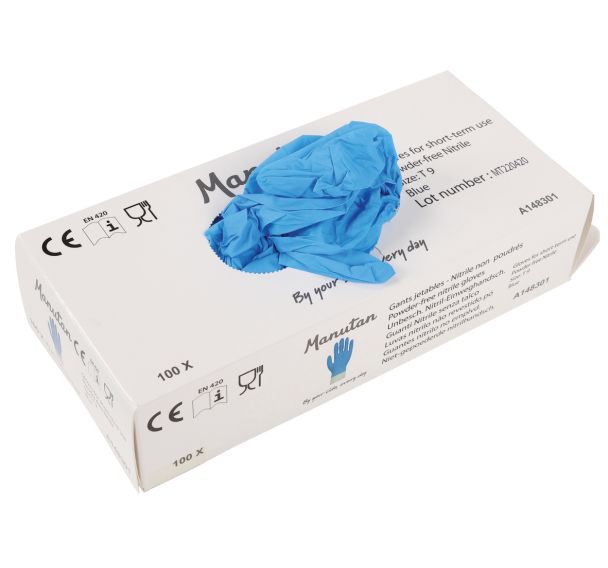 Gants jetables nitrile non poudrés - Manutan Expert