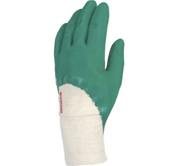 Gants latex crêpé support coton cousu poignet tricot - Singer