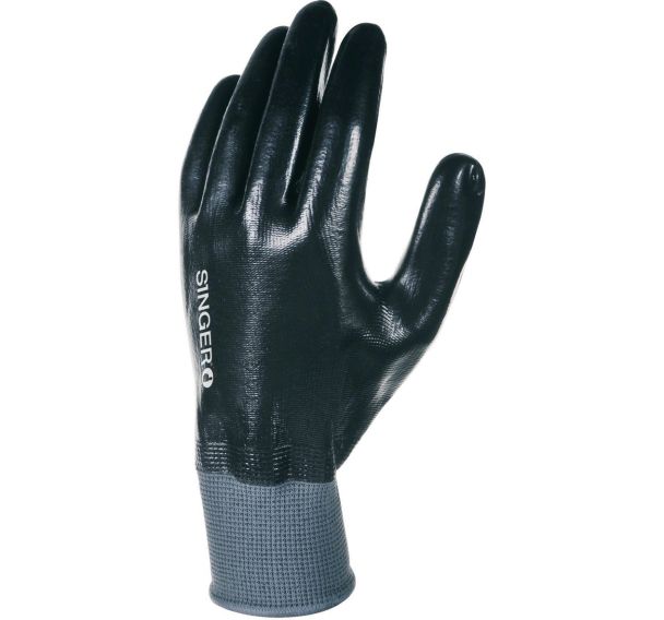 Gants noir en nitrile tout enduit support polyester - Singer