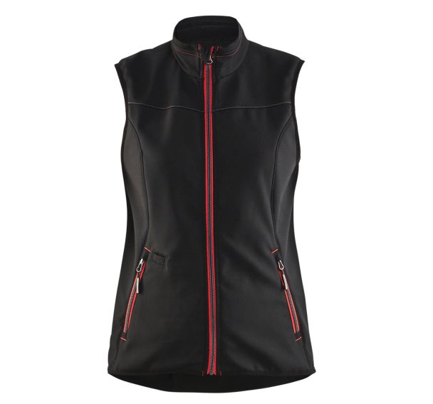 Gilet sans manche softshell femme noir/rouge