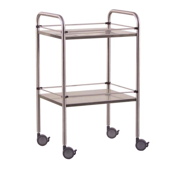 Guéridon inox 60x40x80 cm- 2 plateaux galeries amovibles