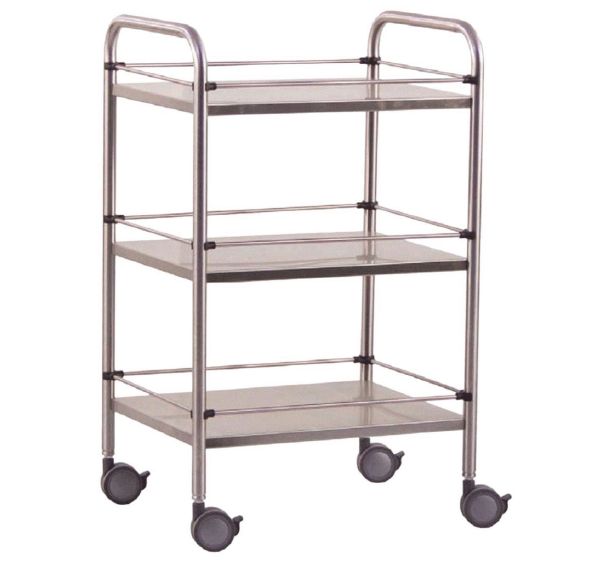 Guéridon inox 60x40x80 cm- 3 plateaux galeries amovibles