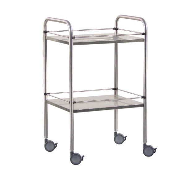 Guéridon inox 70x50x80 cm- 2 plateaux amovibles