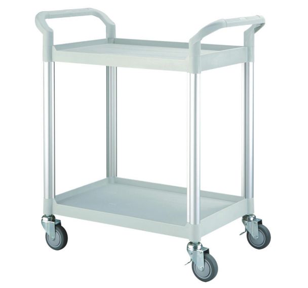 Guéridon plastique 80x48x95 cm- 2 plateaux avec poignées