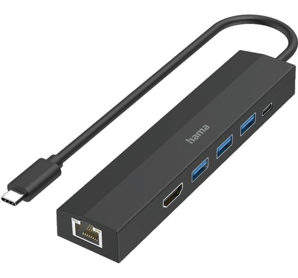 Hub USB-C 6 ports 3 USB-A USB-C HDMI LAN/Ethernet - Hama