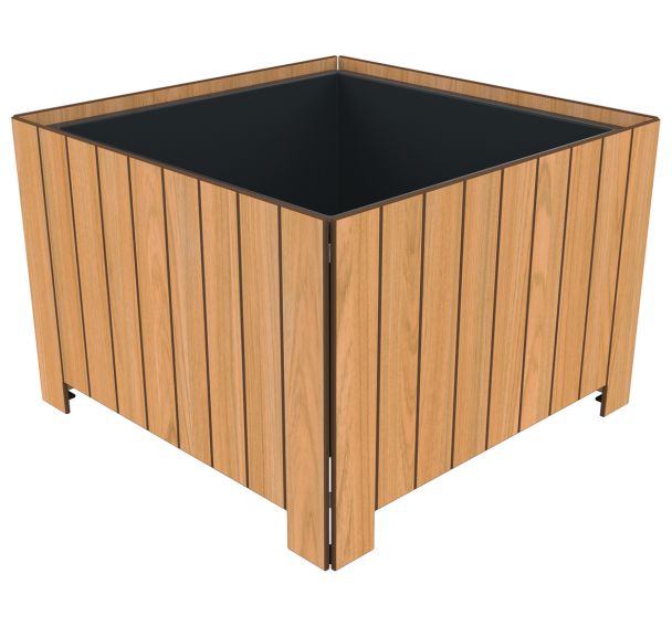 Jardinière FLORIM carrée sur pieds teck effet lames - Buton Design