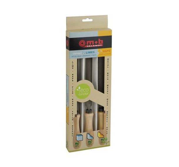 Jeu de 2 limes + 1 râpe - boîte