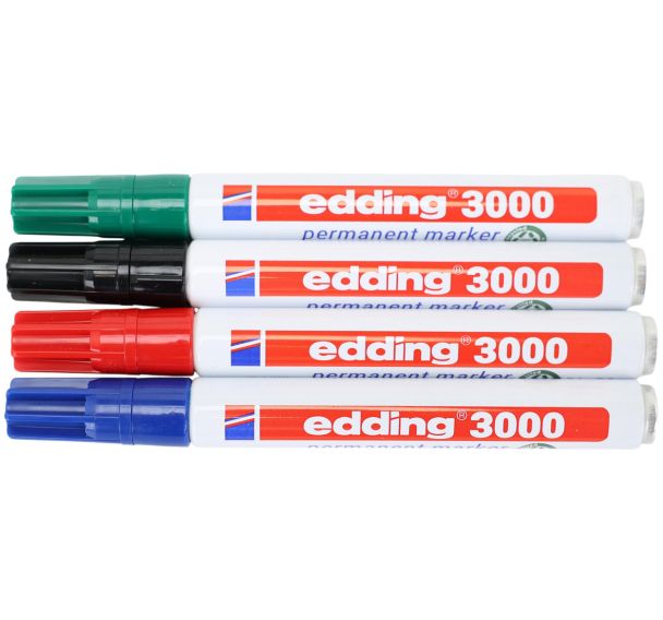 Jeu de 4 marqueurs permanents Edding 3000 assortis
