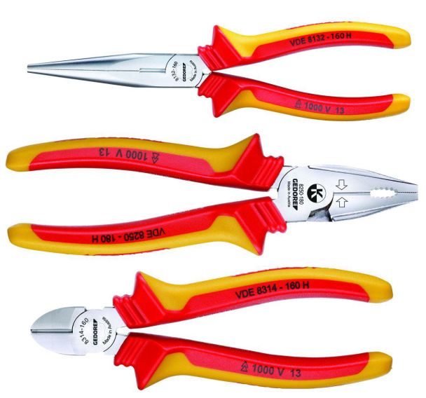 Jeu de pinces VDE avec manchons isolants VDE 3 pcs