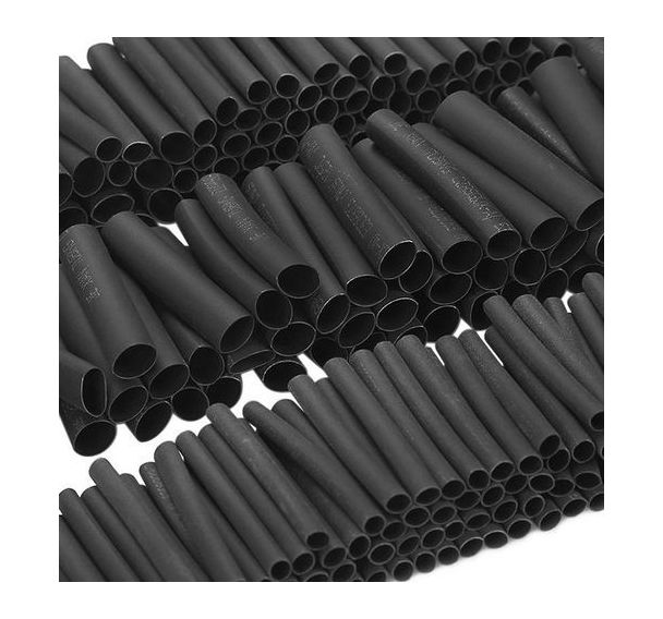 Kit 100 gaines thermorétractables 6 tailles assorties - noir
