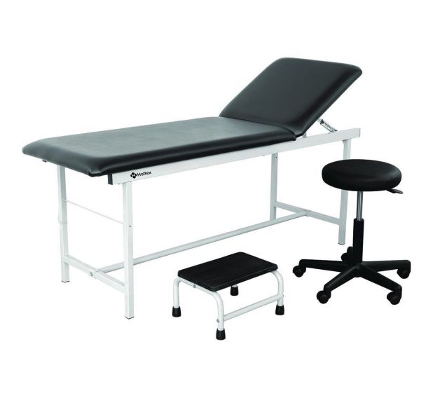 Kit divan d'examen finition époxy, tabouret, 1 marche - noir