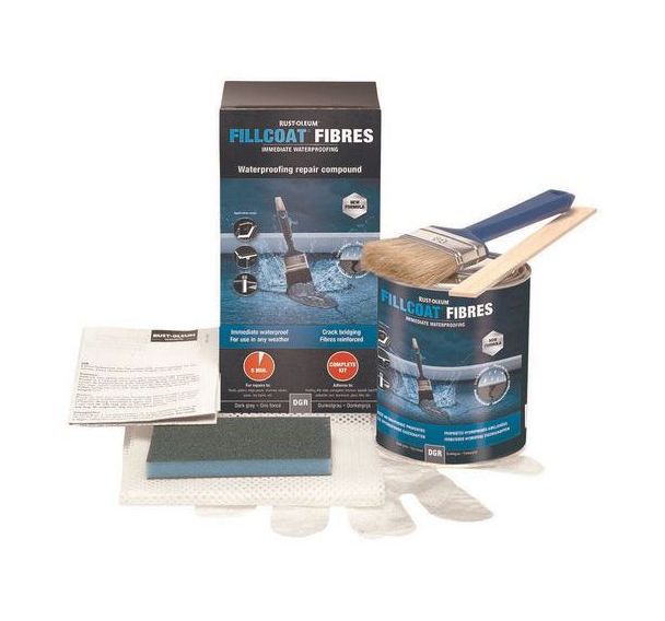 Kit fibres réparation étanchéité p/toiture tous supports gris foncé 1l RustOleum