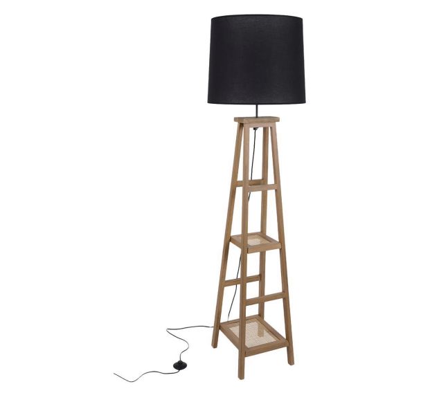 Lampadaire en bois foncé BOOKY CANNAGE H165cm marron/noir Corep