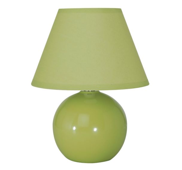 Lampe boule en céramique . Abat-jour conique en coton - Corep