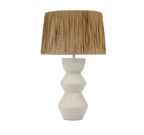 Lampe de bureau Touareg céramique et raffia écru