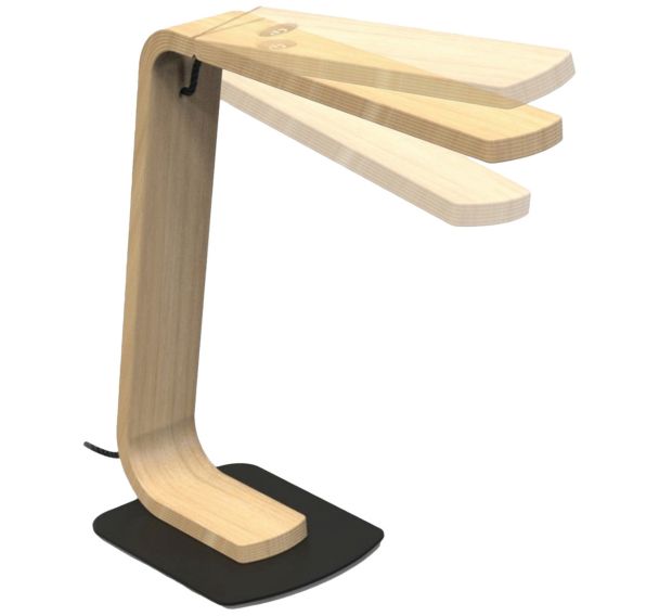 Lampe de bureau led tête orientable haut en bas en bois et métal-Alba