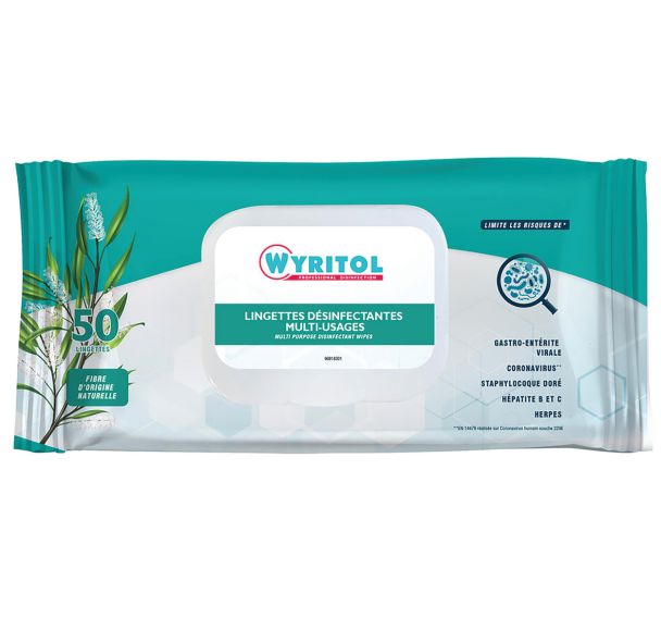 Lingette désinfectante Wyritol Niaouli - Paquet de 50