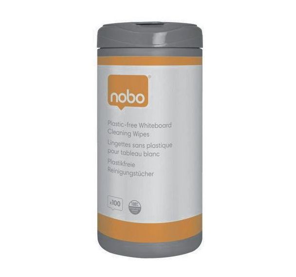Lingette nettoyante biodégradable pour tableau - Nobo - 100 pièces