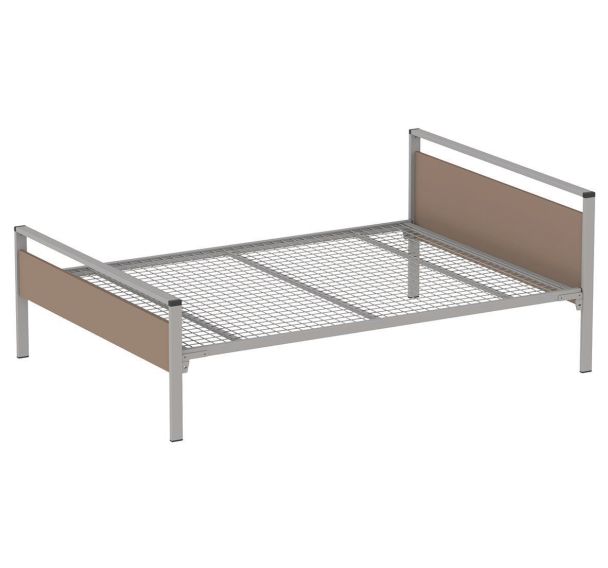 Lit Cubik 140x190 cm gris sommier treillis - Mobidecor