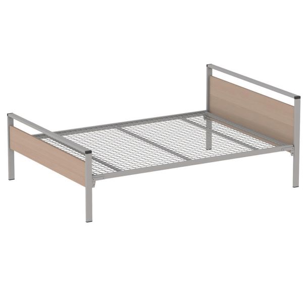 Lit Cubik 140x200 cm gris sommier treillis - Mobidecor