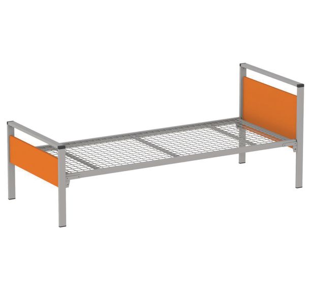 Lit Cubik 80x190 cm gris sommier treillis - Mobidecor