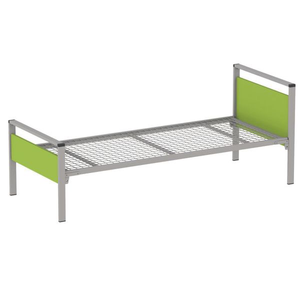 Lit Cubik 80x200 cm gris sommier treillis - Mobidecor