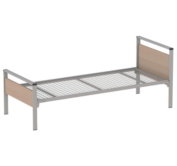 Lit Cubik 90x190 cm gris sommier treillis - Mobidecor