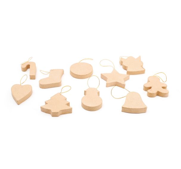 Lot 10 formes noël carton assorties à suspendre