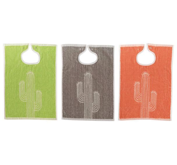 Lot 12 bavoirs Cactus fermeture pression 35X45 cm 3 coloris - Manutan Expert