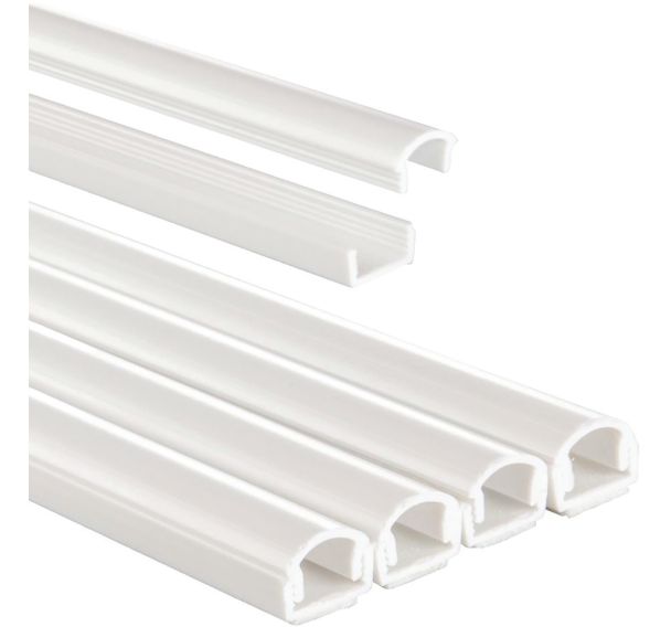 Lot 4 passe-câbles autocollant semi-circul. 100X1,1X1cm PVC blc-Hama