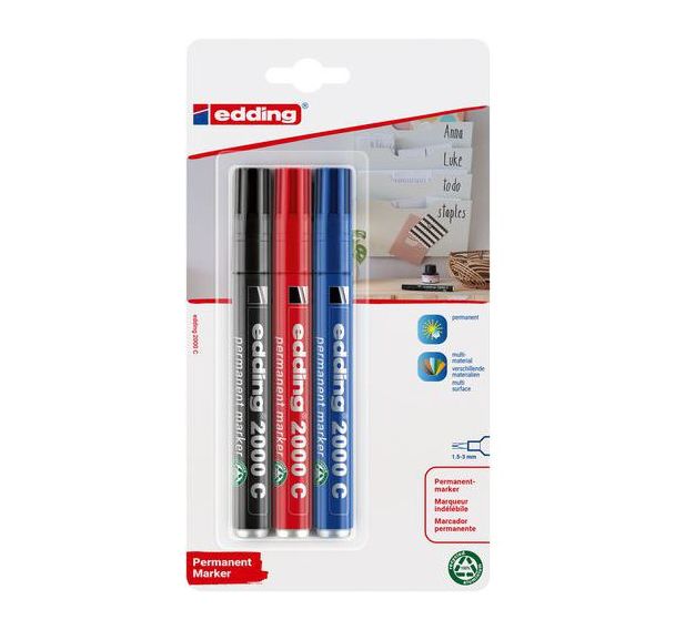 Lot de3 marqueur permanent e-2000 C assortis - Edding