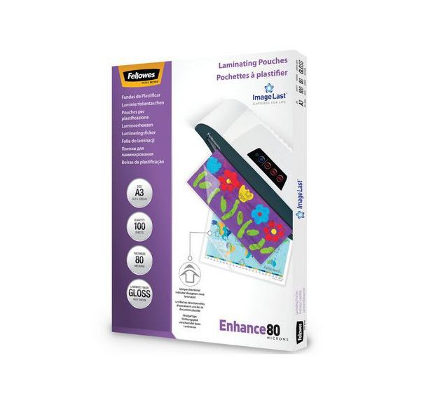Lot de 100 Pochette de plastification A3 Fellowes Image Last 80µ