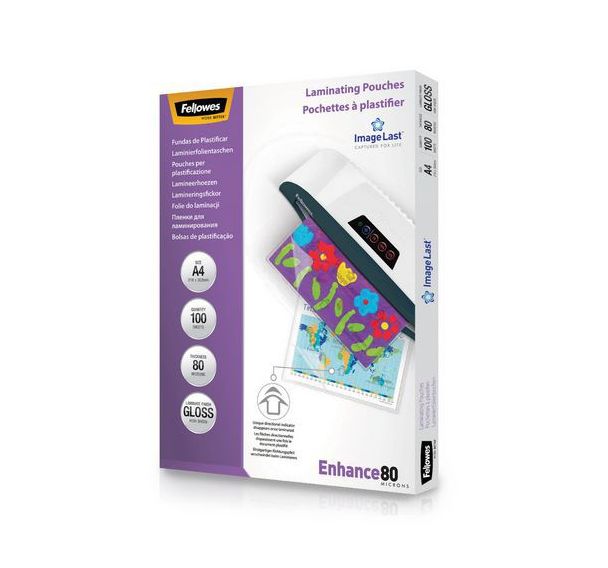 Lot de 100 Pochette de plastification A4 Fellowes IMAGE LAST 80µ